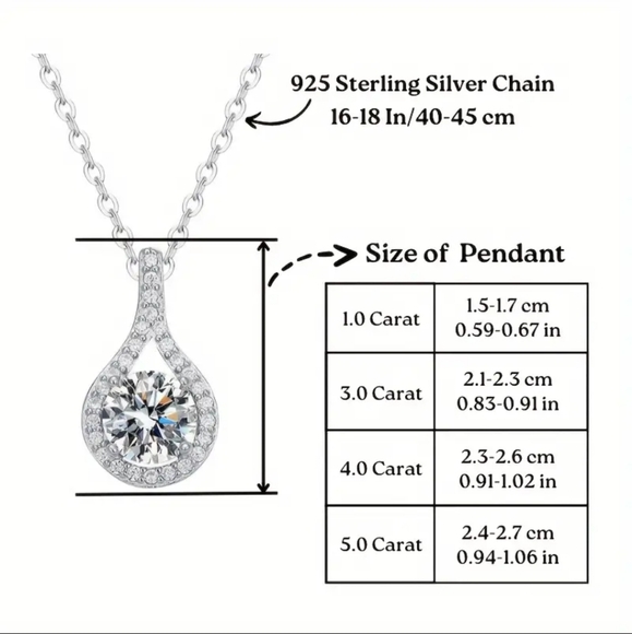 GRA Certified 1Ct Moissanite Necklace.925 Sterling Silver 18K Gold Plated. - Picture 7 of 9